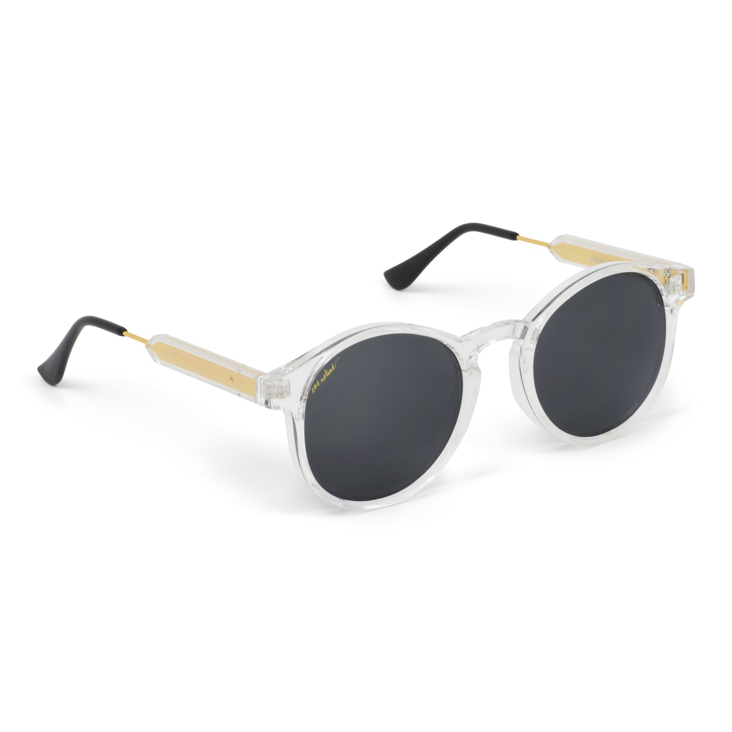 Trendy Round Clear Frame and Black Lenses Sunglasses
