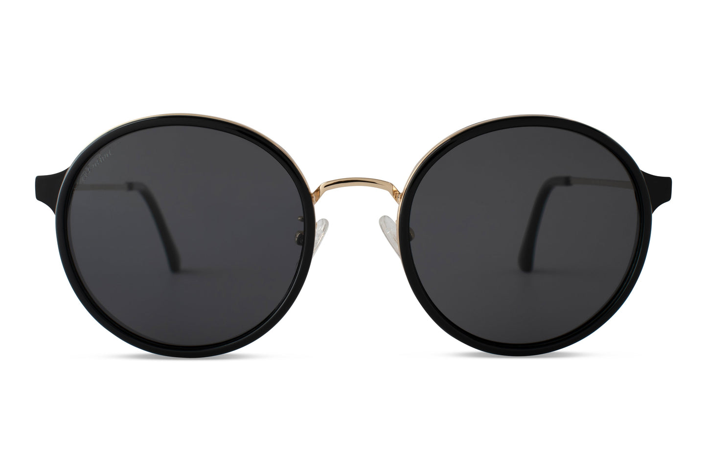 Luxury Black and Gold Round Polarized Sunglasses - See the world in style with superior UV protection.