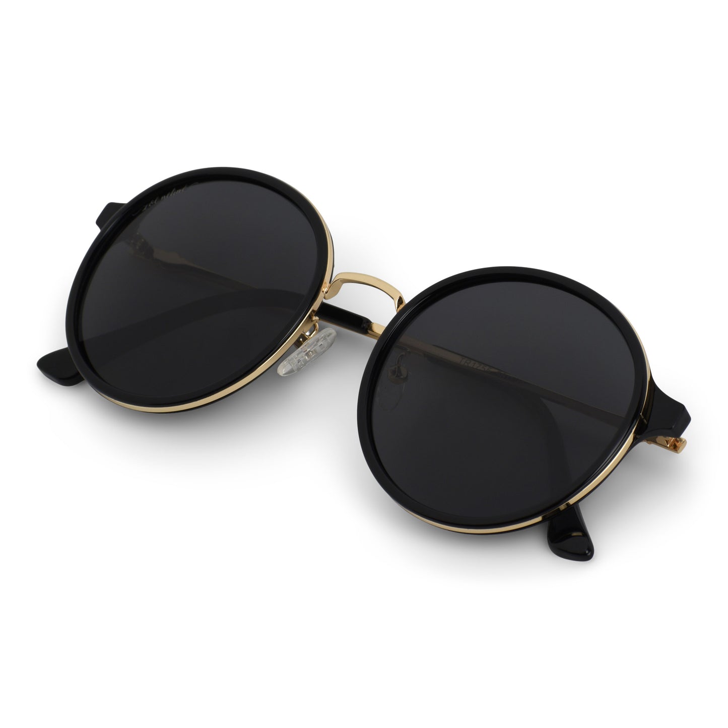 Luxury Black and Gold Round Polarized Sunglasses - See the world in style with superior UV protection.