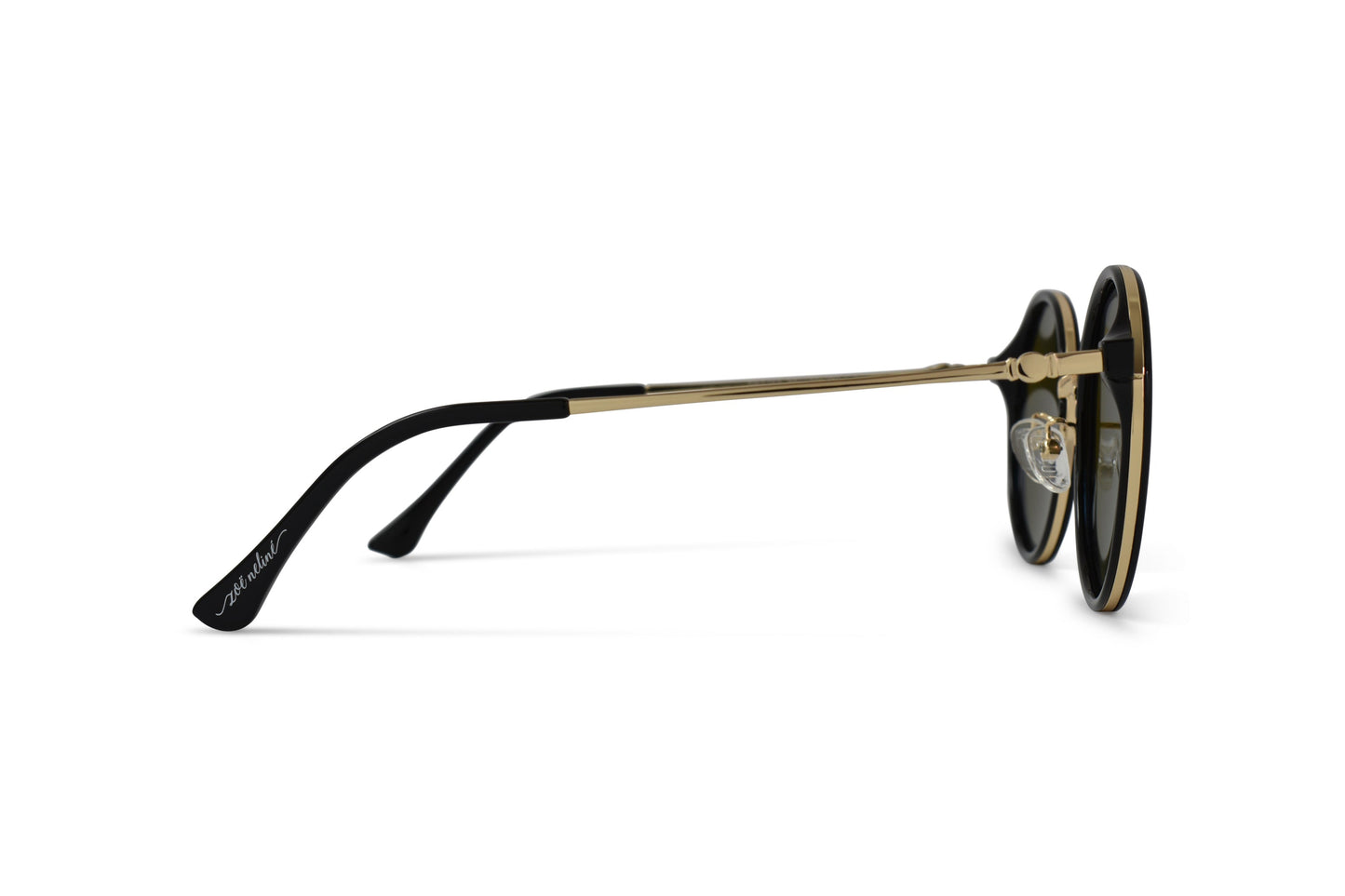 Luxury Black and Gold Round Polarized Sunglasses - See the world in style with superior UV protection.