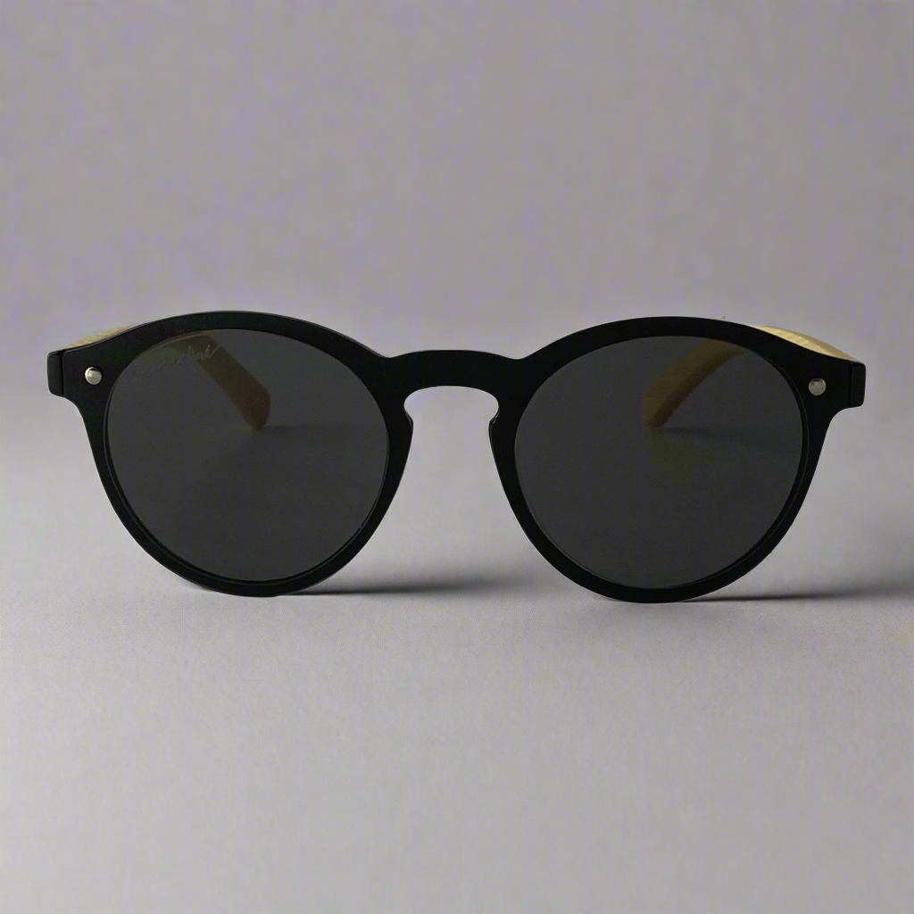 Bamboo - Reflective Black Lensed-Wood Frame